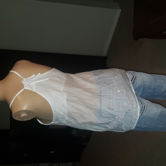 Papaya s silk halter top gorgeously embroidered lotus flowers - Picture 7 of 12